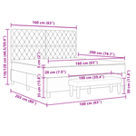 Casa si Gradina - Mobilier - Paturi si accesorii - Paturi - Pat cu arcuri cu saltea & banca gri inchis 160x200 cm catifea - Infinity.ro