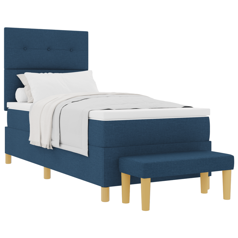 Casa si Gradina - Mobilier - Paturi si accesorii - Paturi - Pat cu arcuri cu Saltea si Banca Albastra 80x200 cm Tesatura - Infinity.ro