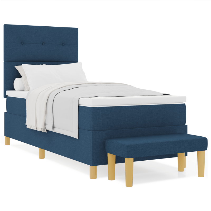 Casa si Gradina - Mobilier - Paturi si accesorii - Paturi - Pat cu arcuri cu Saltea si Banca Albastra 80x200 cm Tesatura - Infinity.ro