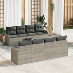 Casa si Gradina - Gradina si terasa - Mobilier exterior - Canapele si fotolii gradina - Set de canapele pentru gradina  de 9 piese cu perne gri deschis din ratan polimer - Infinity.ro
