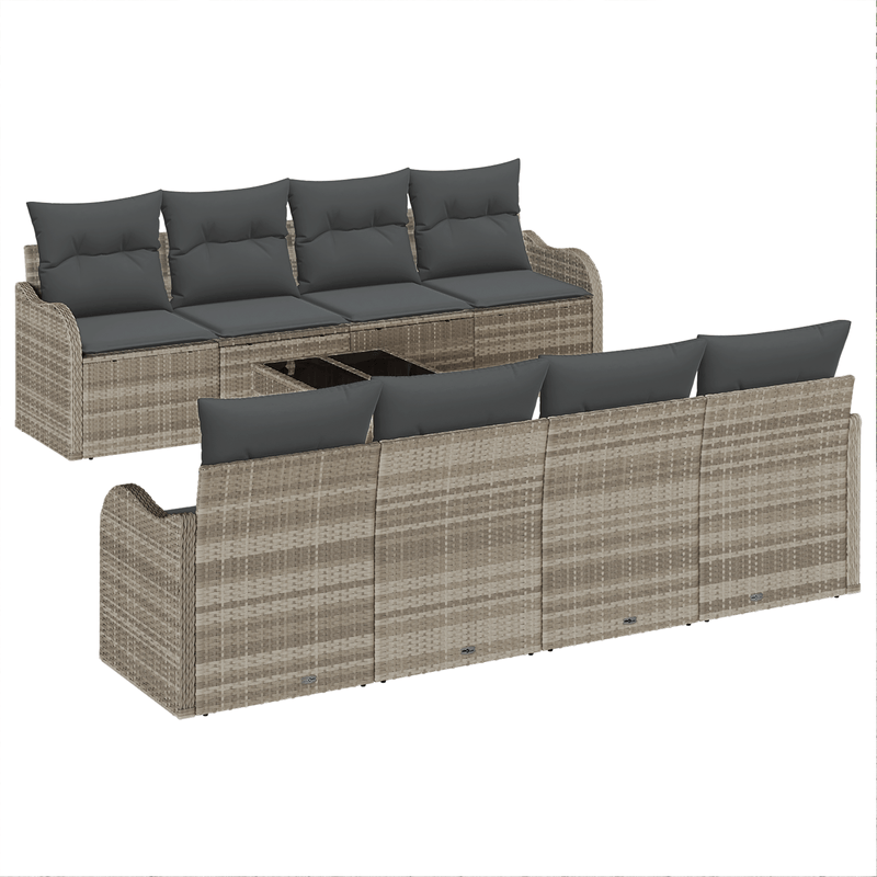 Casa si Gradina - Gradina si terasa - Mobilier exterior - Canapele si fotolii gradina - Set de canapele pentru gradina  de 9 piese cu perne gri deschis din ratan polimer - Infinity.ro