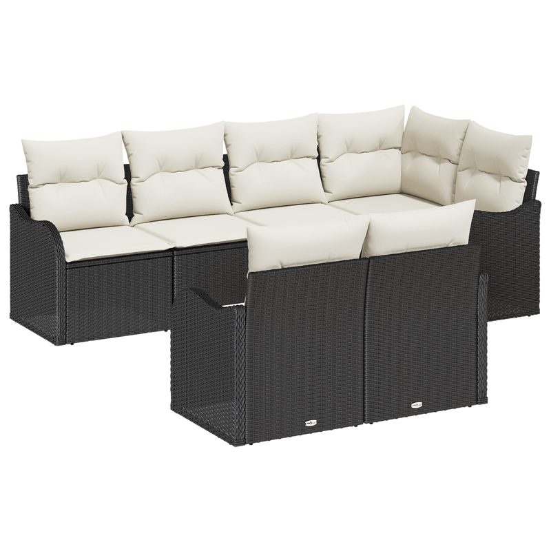 Casa si Gradina - Gradina si terasa - Mobilier exterior - Canapele si fotolii gradina - Set de canapea modulara de gradina cu 7 piese si perne Negru Poliratan - Infinity.ro