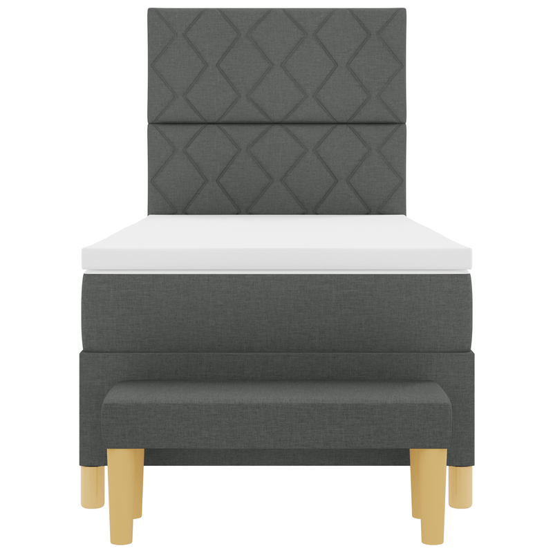 Casa si Gradina - Mobilier - Paturi si accesorii - Paturi - Pat cu arcuri cu saltea si banca gri inchis 90x190 cm tesatura - Infinity.ro