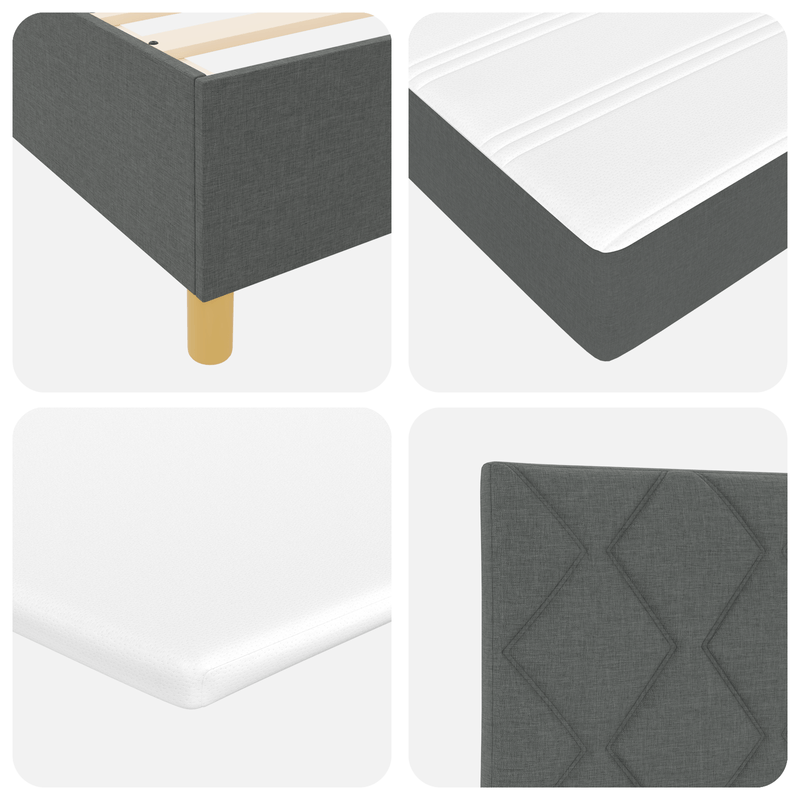 Casa si Gradina - Mobilier - Paturi si accesorii - Paturi - Pat cu arcuri cu saltea si banca gri inchis 90x190 cm tesatura - Infinity.ro