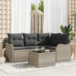 Casa si Gradina - Gradina si terasa - Mobilier exterior - Canapele si fotolii gradina - Set canapea gradina  5 piese cu perne gri din ratan poli - Infinity.ro