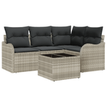 Casa si Gradina - Gradina si terasa - Mobilier exterior - Canapele si fotolii gradina - Set canapea gradina  5 piese cu perne gri din ratan poli - Infinity.ro