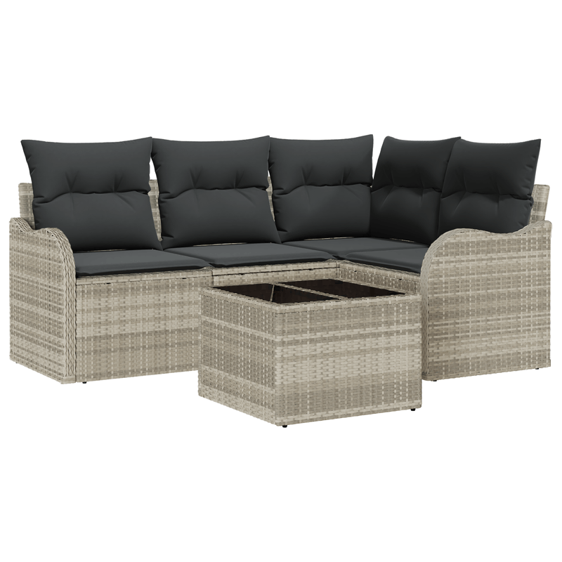 Casa si Gradina - Gradina si terasa - Mobilier exterior - Canapele si fotolii gradina - Set canapea gradina  5 piese cu perne gri din ratan poli - Infinity.ro