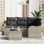 Casa si Gradina - Gradina si terasa - Mobilier exterior - Canapele si fotolii gradina - Set canapea gradina  5 piese cu perne gri din ratan poli - Infinity.ro