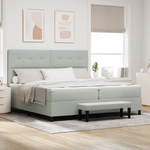 Casa si Gradina - Mobilier - Paturi si accesorii - Paturi - Pat cu arcuri si saltea cu banca Gri deschis 200x200 cm Catifea - Infinity.ro