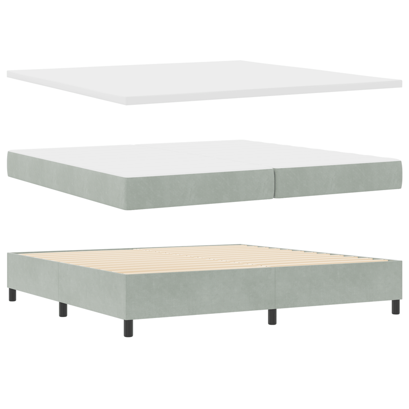 Casa si Gradina - Mobilier - Paturi si accesorii - Paturi - Pat cu arcuri si saltea cu banca Gri deschis 200x200 cm Catifea - Infinity.ro