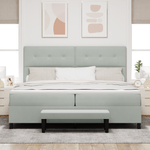 Casa si Gradina - Mobilier - Paturi si accesorii - Paturi - Pat cu arcuri si saltea cu banca Gri deschis 200x200 cm Catifea - Infinity.ro