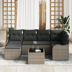 Casa si Gradina - Gradina si terasa - Mobilier exterior - Canapele si fotolii gradina - Set canapea de gradina  6 piese cu perne din ratan poli negru - Infinity.ro