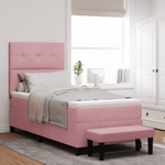 Casa si Gradina - Mobilier - Paturi si accesorii - Paturi - Pat cu Arc cu Saltea & Banca Roz 90x200 cm Catifea - Infinity.ro