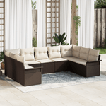Casa si Gradina - Gradina si terasa - Mobilier exterior - Canapele si fotolii gradina - Set canapea de gradina de 9 piese cu perne Maro Ratan Poli - Infinity.ro