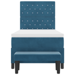 Casa si Gradina - Mobilier - Paturi si accesorii - Paturi - Pat cu arcuri cu saltea si banca Albastru inchis 90x200 cm Catifea - Infinity.ro