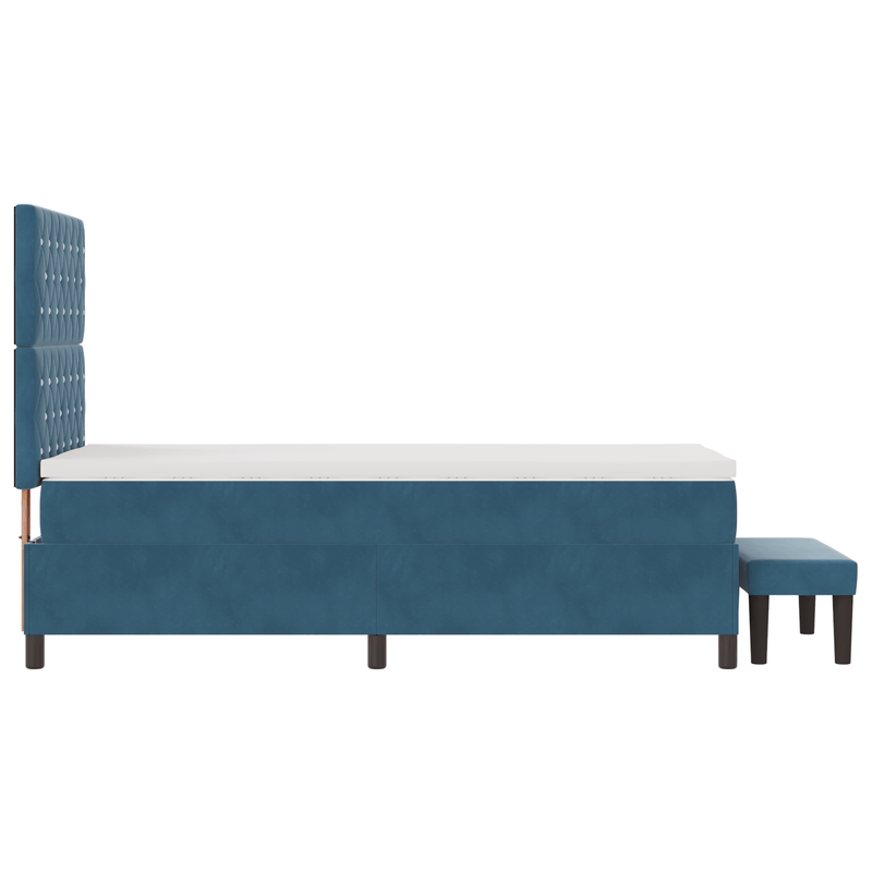 Casa si Gradina - Mobilier - Paturi si accesorii - Paturi - Pat cu arcuri cu saltea si banca Albastru inchis 90x200 cm Catifea - Infinity.ro