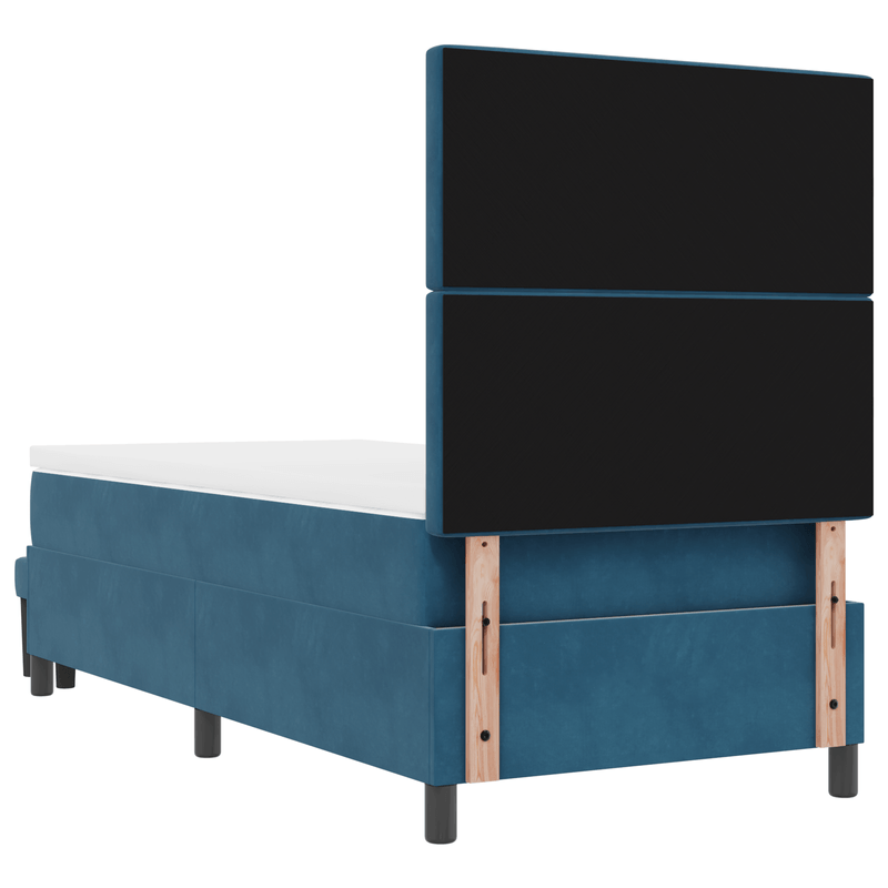 Casa si Gradina - Mobilier - Paturi si accesorii - Paturi - Pat cu arcuri cu saltea si banca Albastru inchis 90x200 cm Catifea - Infinity.ro