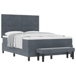 Casa si Gradina - Mobilier - Paturi si accesorii - Paturi - Pat Box Spring cu Saltea si Banca Gri Inchis 140x190 cm Catifea - Infinity.ro