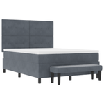 Casa si Gradina - Mobilier - Paturi si accesorii - Paturi - Pat Box Spring cu Saltea si Banca Gri Inchis 140x190 cm Catifea - Infinity.ro