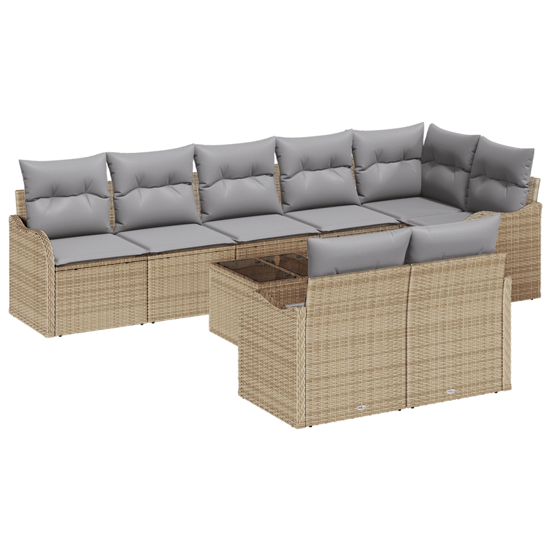 Casa si Gradina - Gradina si terasa - Mobilier exterior - Canapele si fotolii gradina - Set de canapea de gradina  9 piese cu perne neagra din poli ratan - Infinity.ro