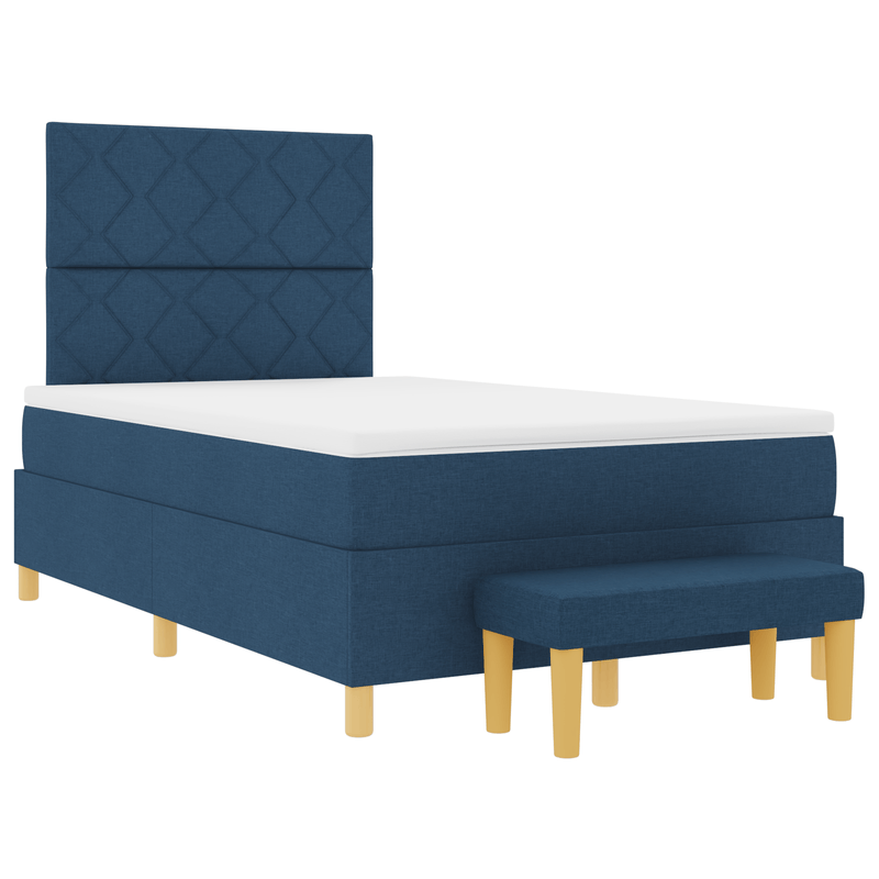 Casa si Gradina - Mobilier - Paturi si accesorii - Paturi - Pat cu arcuri, saltea si banca albastra 120x200 cm tesatura - Infinity.ro