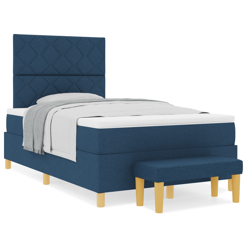 Casa si Gradina - Mobilier - Paturi si accesorii - Paturi - Pat cu arcuri, saltea si banca albastra 120x200 cm tesatura - Infinity.ro