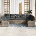 Casa si Gradina - Gradina si terasa - Mobilier exterior - Canapele si fotolii gradina - Set de canapea de gradina modulara de 9 piese cu perne Gri, Ratan Poli - Infinity.ro