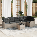 Casa si Gradina - Gradina si terasa - Mobilier exterior - Canapele si fotolii gradina - Set canapea de gradina  cu 7 piese si perne gri din poliratan - Infinity.ro