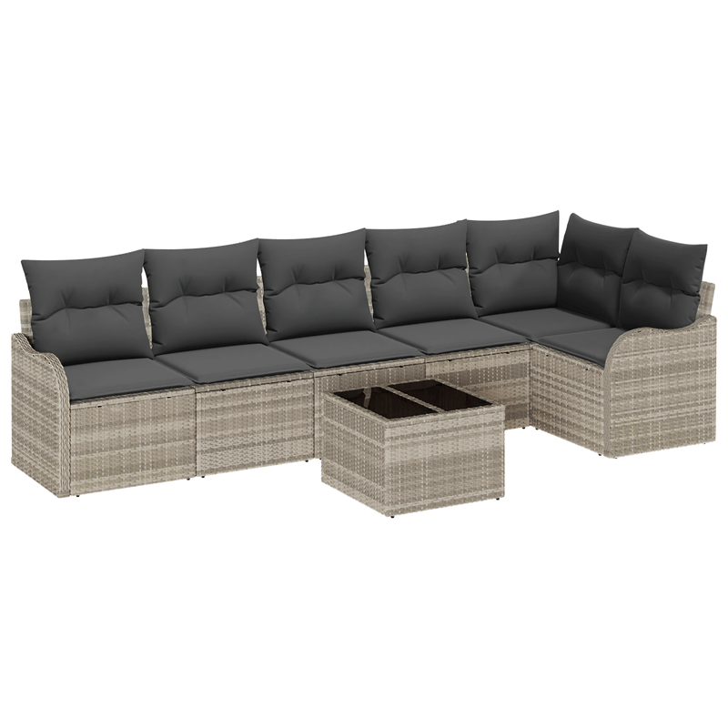Casa si Gradina - Gradina si terasa - Mobilier exterior - Canapele si fotolii gradina - Set canapea de gradina  cu 7 piese si perne gri din poliratan - Infinity.ro
