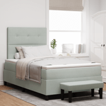 Casa si Gradina - Mobilier - Paturi si accesorii - Paturi - Pat Box Spring cu Saltea & Banca Gri deschis 120x200 cm Catifea - Infinity.ro