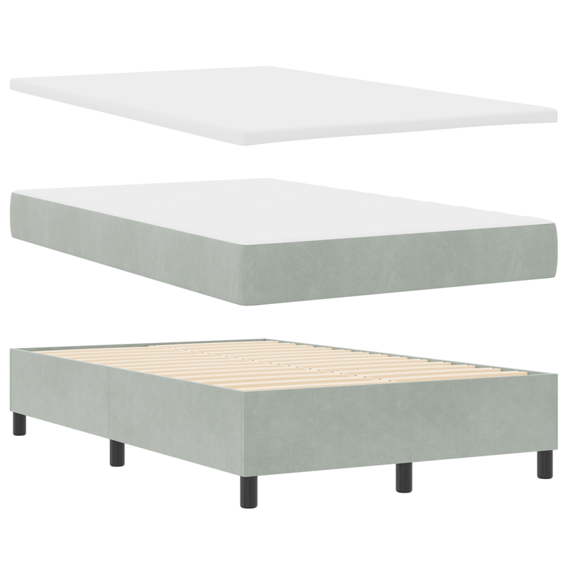 Casa si Gradina - Mobilier - Paturi si accesorii - Paturi - Pat Box Spring cu Saltea & Banca Gri deschis 120x200 cm Catifea - Infinity.ro