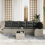 Casa si Gradina - Gradina si terasa - Mobilier exterior - Canapele si fotolii gradina - Set canapea de gradina  cu 7 piese si perne gri din poliratan - Infinity.ro