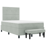 Casa si Gradina - Mobilier - Paturi si accesorii - Paturi - Pat Box Spring cu Saltea & Banca Gri deschis 120x200 cm Catifea - Infinity.ro