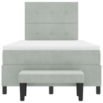 Casa si Gradina - Mobilier - Paturi si accesorii - Paturi - Pat Box Spring cu Saltea & Banca Gri deschis 120x200 cm Catifea - Infinity.ro