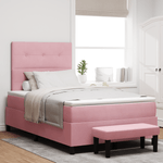 Casa si Gradina - Mobilier - Paturi si accesorii - Paturi - Pat cu saltea si banca Roz 120x200 cm Catifea - Infinity.ro
