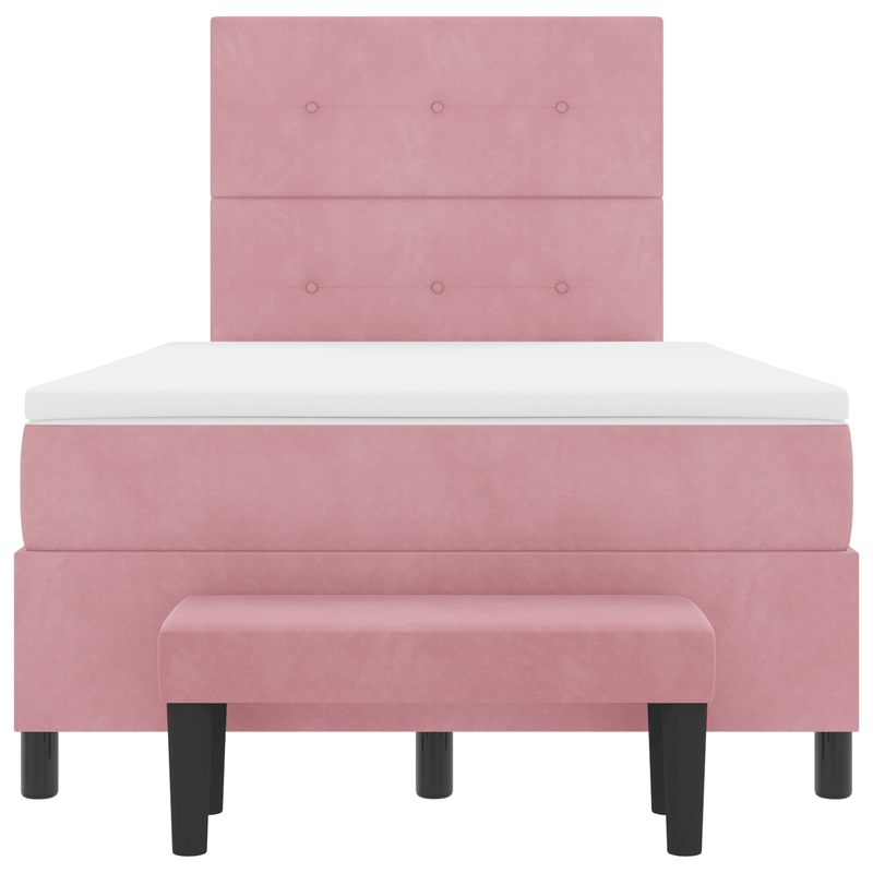 Casa si Gradina - Mobilier - Paturi si accesorii - Paturi - Pat cu saltea si banca Roz 120x200 cm Catifea - Infinity.ro