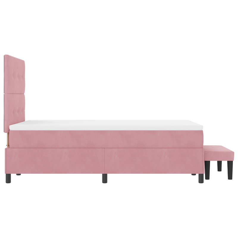 Casa si Gradina - Mobilier - Paturi si accesorii - Paturi - Pat cu saltea si banca Roz 120x200 cm Catifea - Infinity.ro