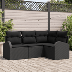 Casa si Gradina - Gradina si terasa - Mobilier exterior - Canapele si fotolii gradina - Set de canapea gradina 4 piese cu perne Negru Ratan poli - Infinity.ro