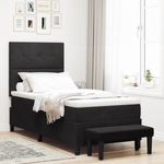 Casa si Gradina - Mobilier - Paturi si accesorii - Paturi - Pat cu arcuri cu saltea si banca Negru 90x200 cm Catifea - Infinity.ro