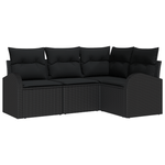 Casa si Gradina - Gradina si terasa - Mobilier exterior - Canapele si fotolii gradina - Set de canapea gradina 4 piese cu perne Negru Ratan poli - Infinity.ro
