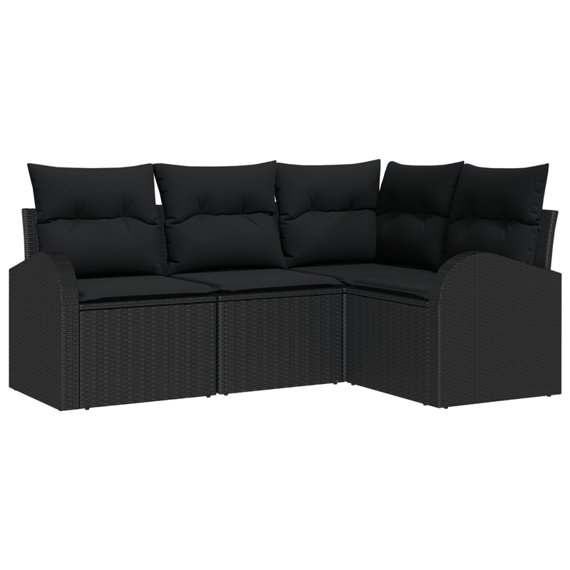 Casa si Gradina - Gradina si terasa - Mobilier exterior - Canapele si fotolii gradina - Set de canapea gradina 4 piese cu perne Negru Ratan poli - Infinity.ro