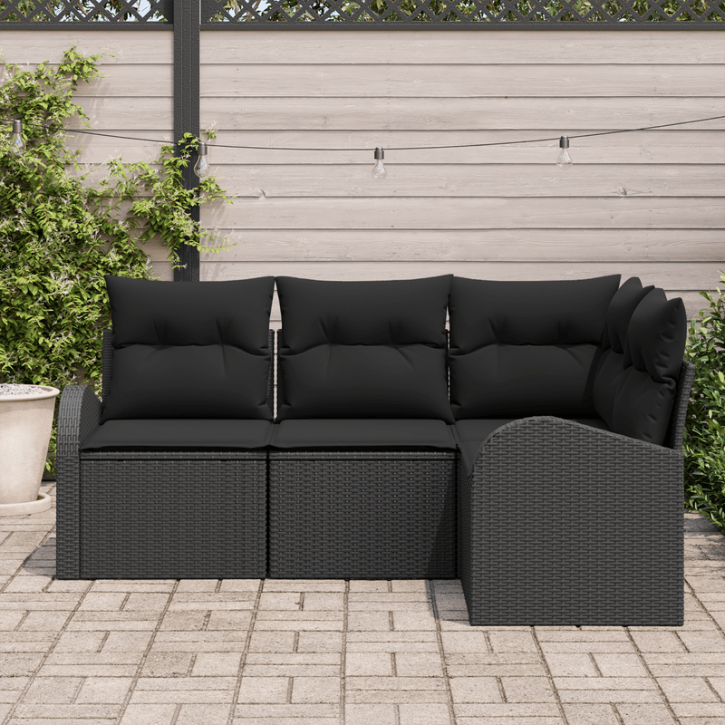 Casa si Gradina - Gradina si terasa - Mobilier exterior - Canapele si fotolii gradina - Set de canapea gradina 4 piese cu perne Negru Ratan poli - Infinity.ro