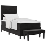 Casa si Gradina - Mobilier - Paturi si accesorii - Paturi - Pat cu arcuri cu saltea si banca Negru 90x200 cm Catifea - Infinity.ro