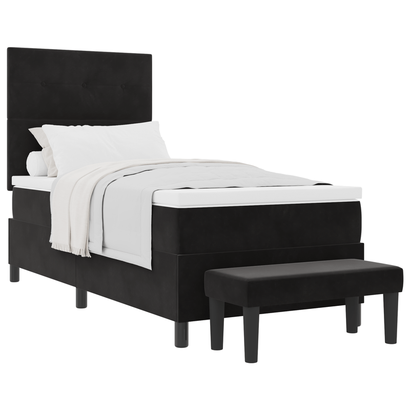 Casa si Gradina - Mobilier - Paturi si accesorii - Paturi - Pat cu arcuri cu saltea si banca Negru 90x200 cm Catifea - Infinity.ro