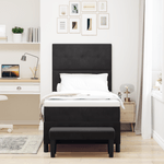 Casa si Gradina - Mobilier - Paturi si accesorii - Paturi - Pat cu arcuri cu saltea si banca Negru 90x200 cm Catifea - Infinity.ro