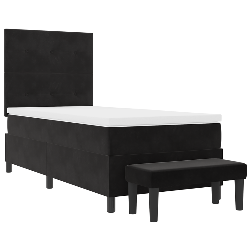 Casa si Gradina - Mobilier - Paturi si accesorii - Paturi - Pat cu arcuri cu saltea si banca Negru 90x200 cm Catifea - Infinity.ro
