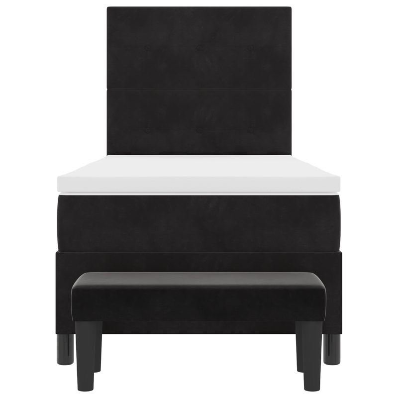 Casa si Gradina - Mobilier - Paturi si accesorii - Paturi - Pat cu arcuri cu saltea si banca Negru 90x200 cm Catifea - Infinity.ro