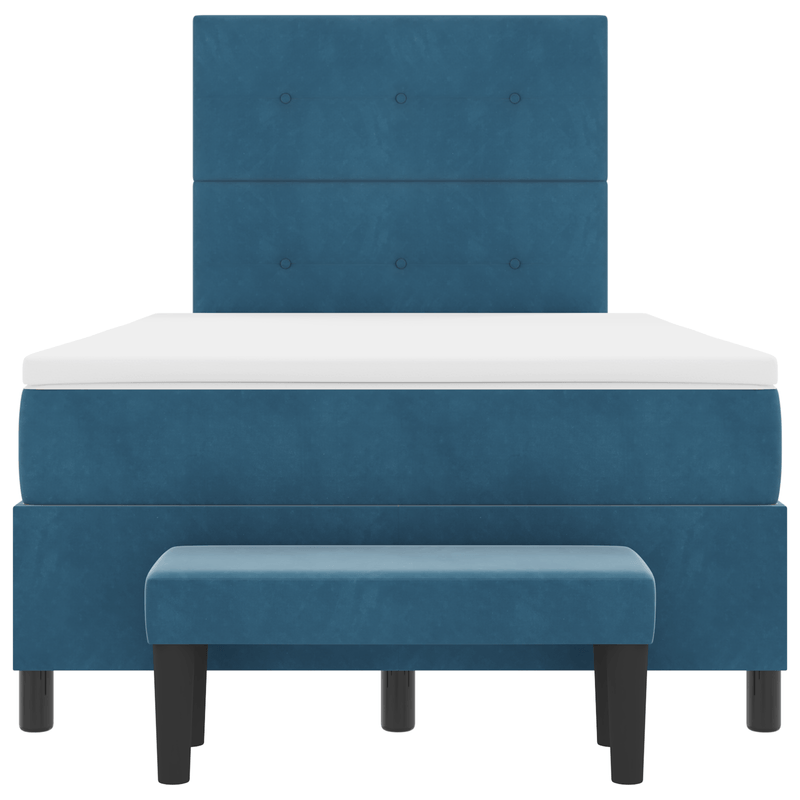 Casa si Gradina - Mobilier - Paturi si accesorii - Paturi - Pat cu Arcuri cu Saltea & Banca Albastru Intunecat 120x190 cm Catifea - Infinity.ro