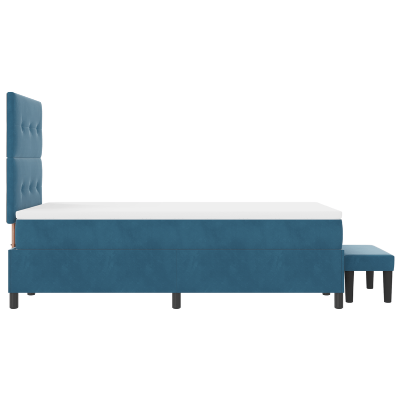 Casa si Gradina - Mobilier - Paturi si accesorii - Paturi - Pat cu Arcuri cu Saltea & Banca Albastru Intunecat 120x190 cm Catifea - Infinity.ro