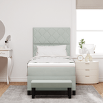 Casa si Gradina - Mobilier - Paturi si accesorii - Paturi - Pat Box Spring cu Saltea & Banca Gri Deschis 90x190 cm Catifea - Infinity.ro